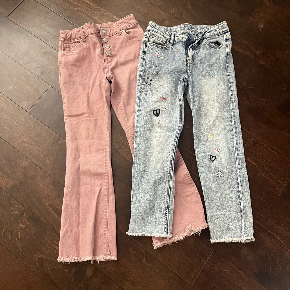 Pink Corduroy and Embroidered Denim Jeans Bundle Size 10